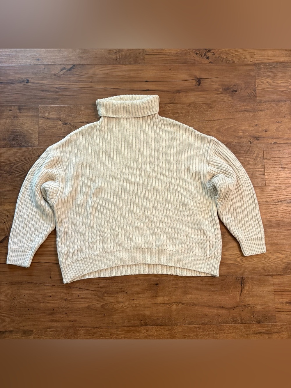 Free People Cream Chunky Turtleneck Sweater